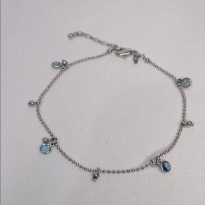 Avon Silver Anklet with Blue Charms